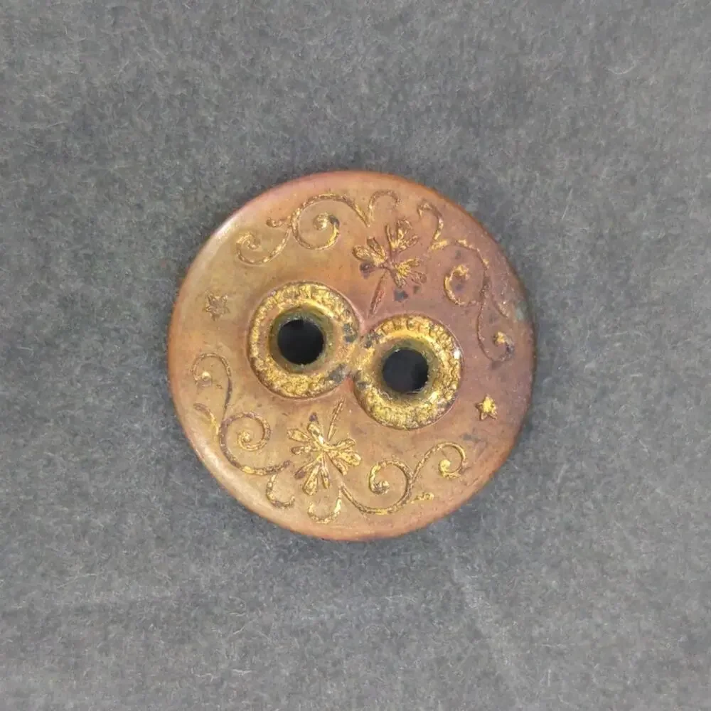 LOT GG of 10 Antique Vintage Victorian Brass Mixed Materials Buttons ESTATE FIND